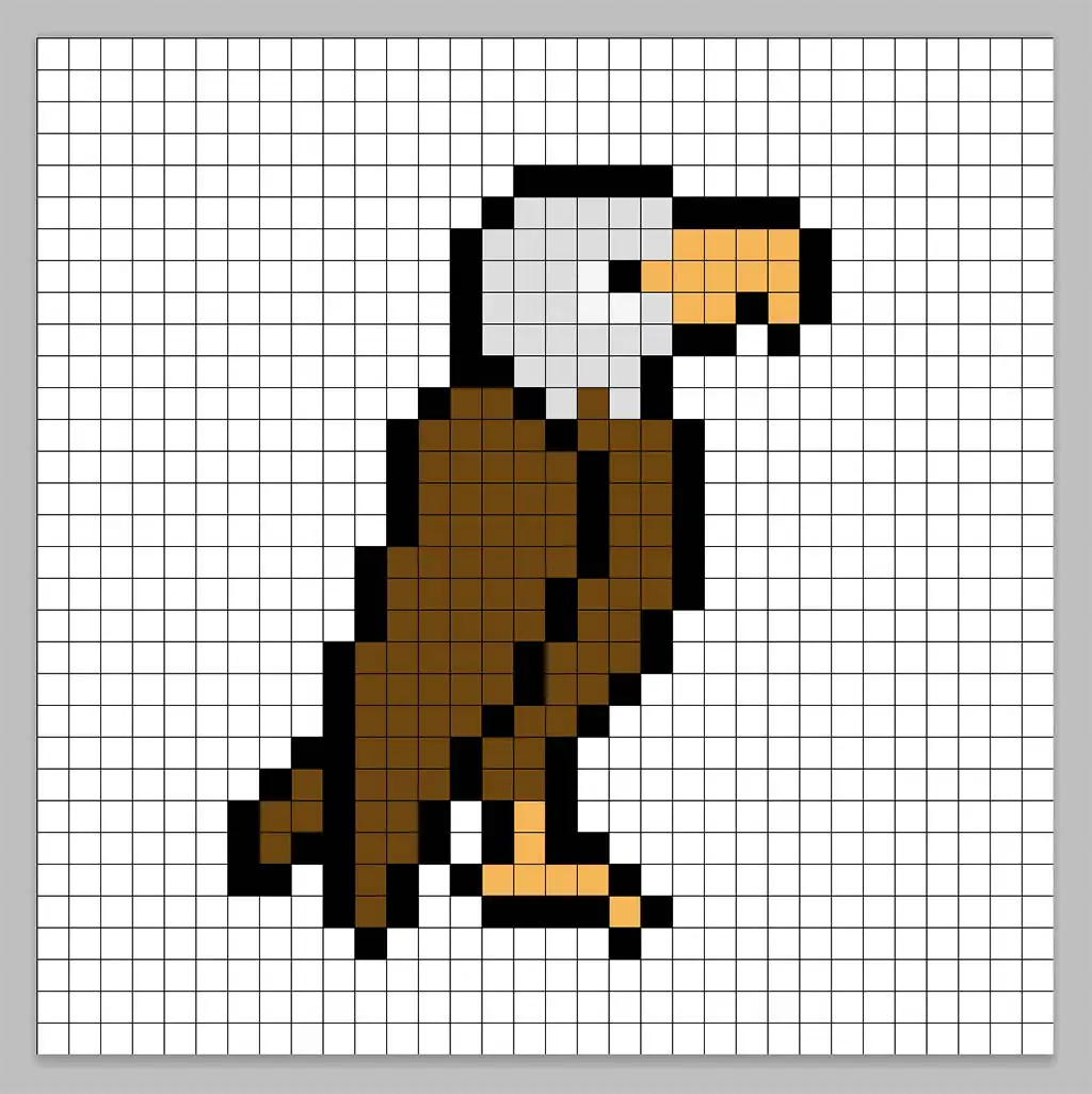 Simple pixel art eagle with solid colors