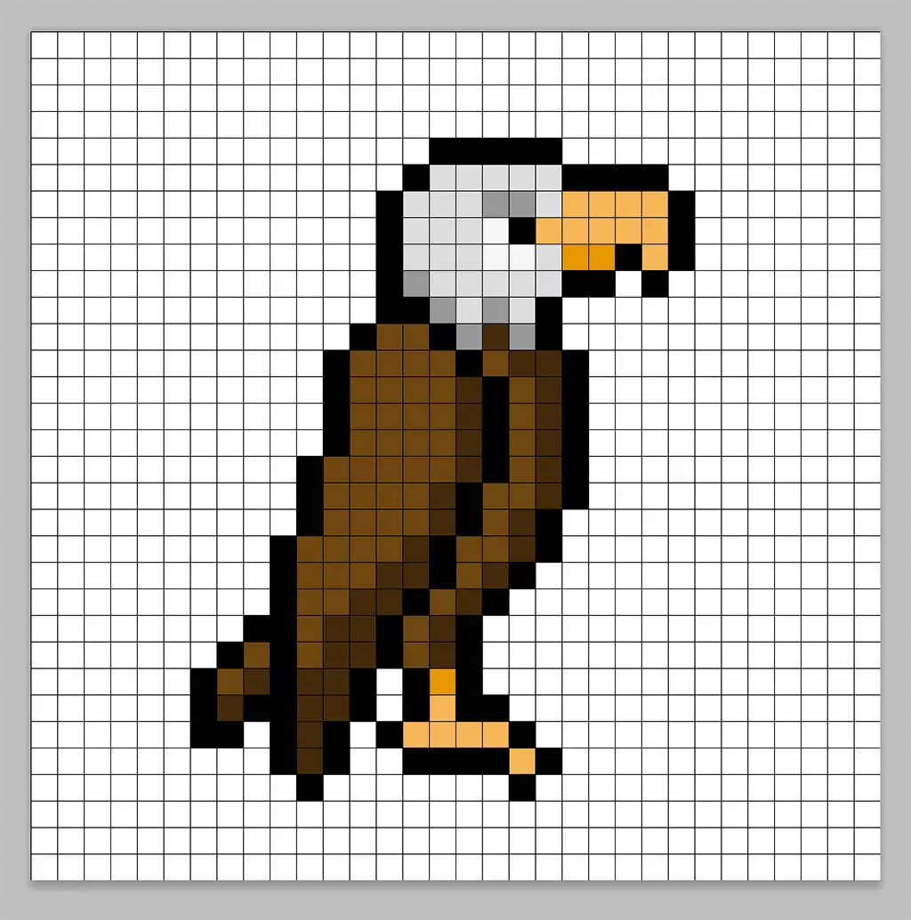 32x32 Pixel art eagle with a darker brown to give depth to the eagle