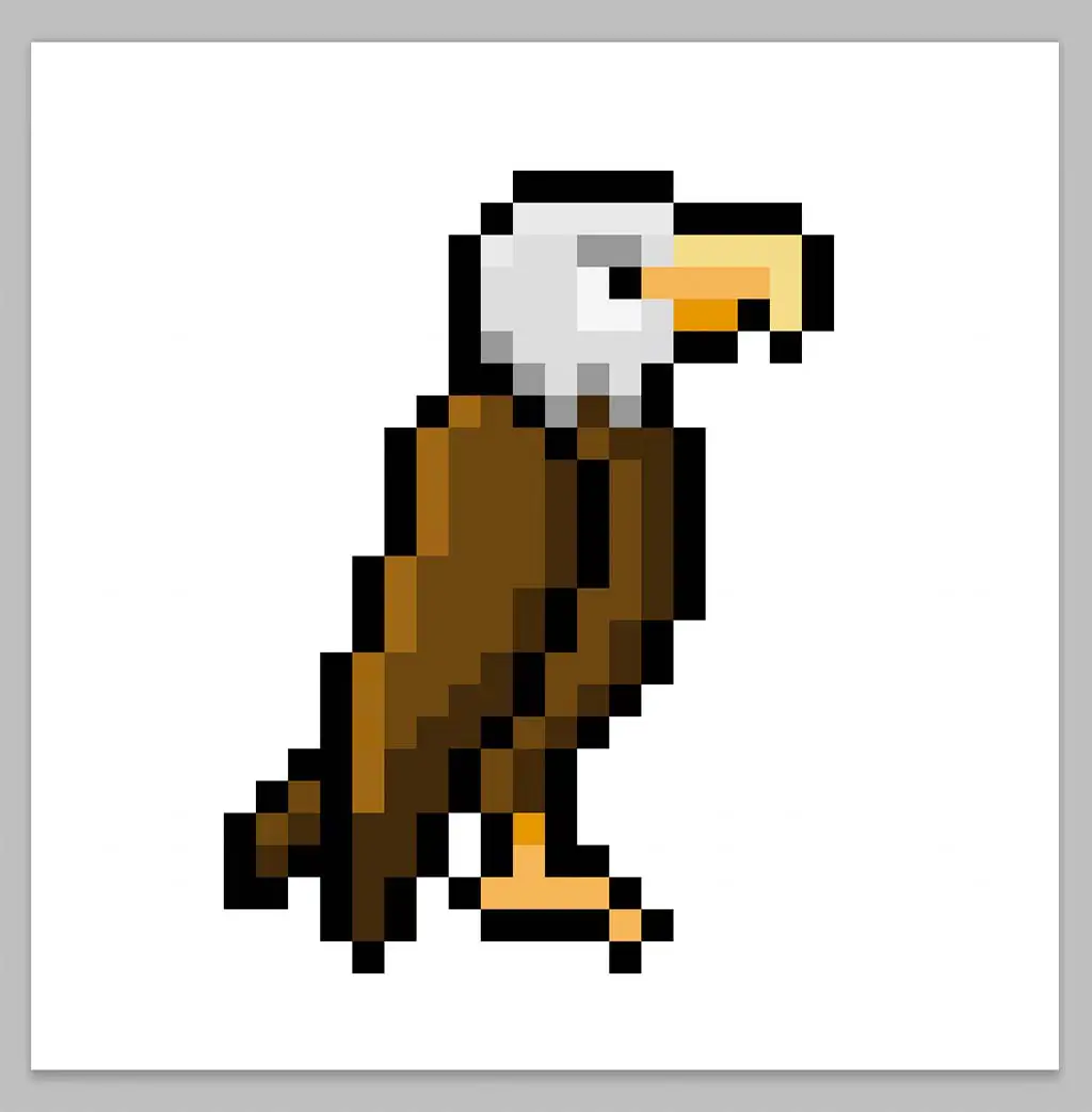 Kawaii pixel art eagle on a transparent background