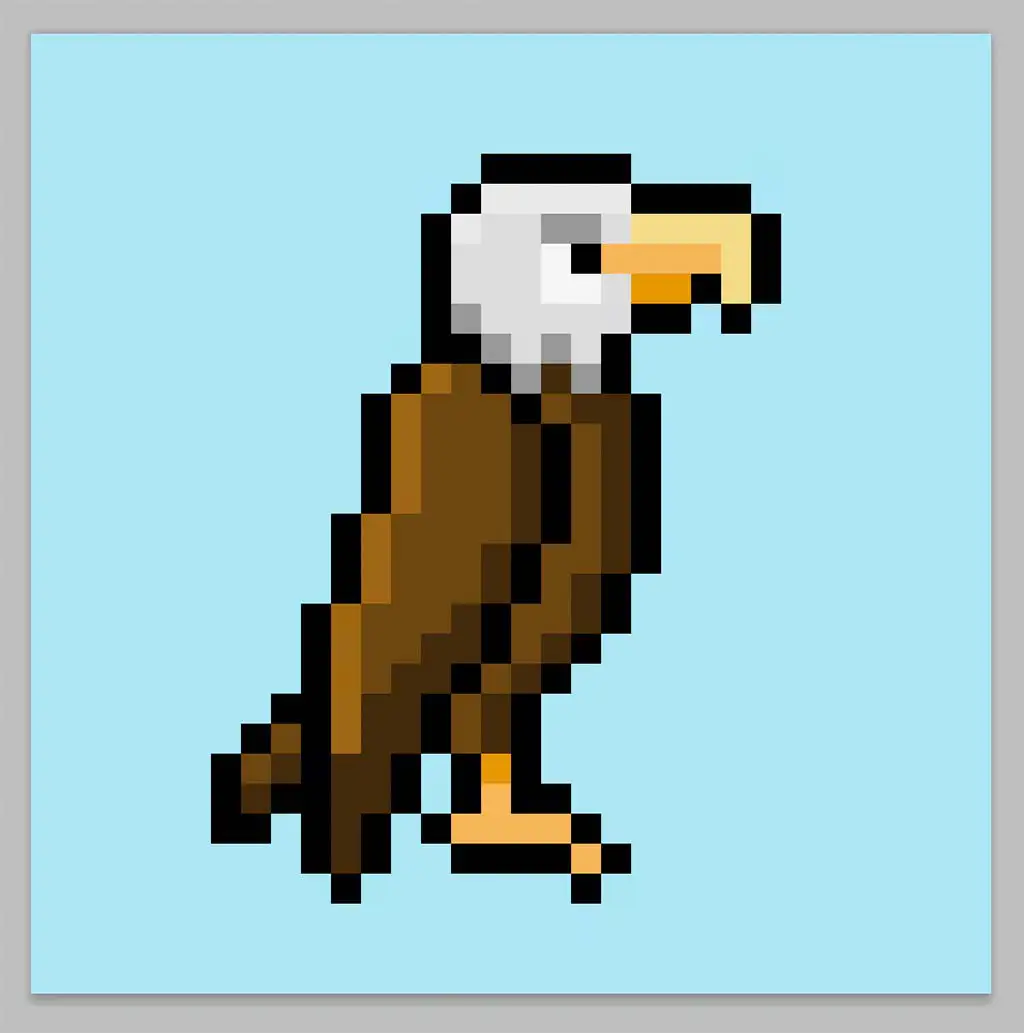 Cute Pixel Art Eagle on Blue Background