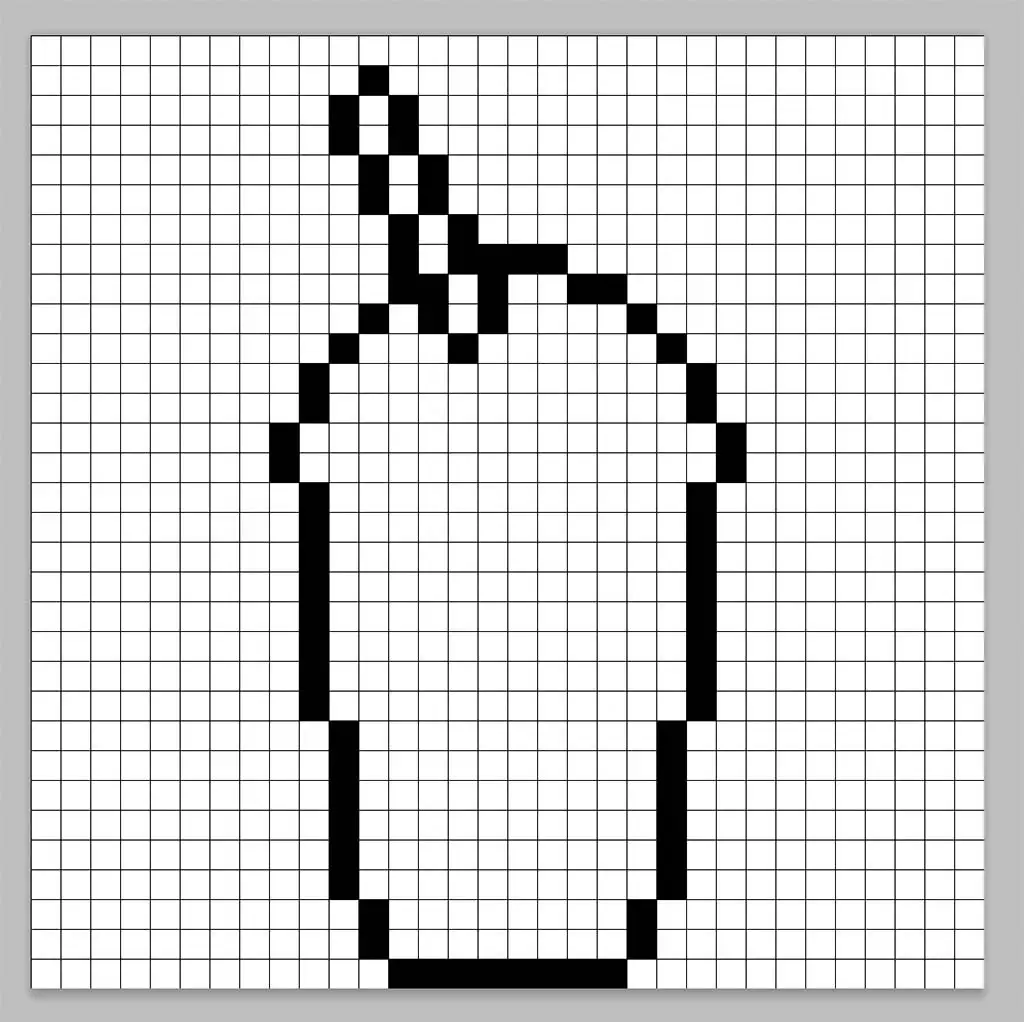 An outline of the pixel art frappe grid similar to a spreadsheet