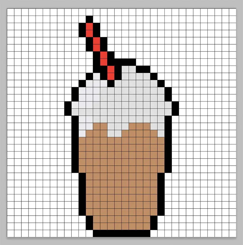 Simple pixel art frappe with solid colors