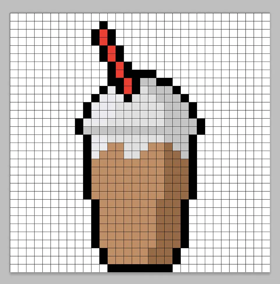 32x32 Pixel art frappe with a darker brown to give depth to the frappe