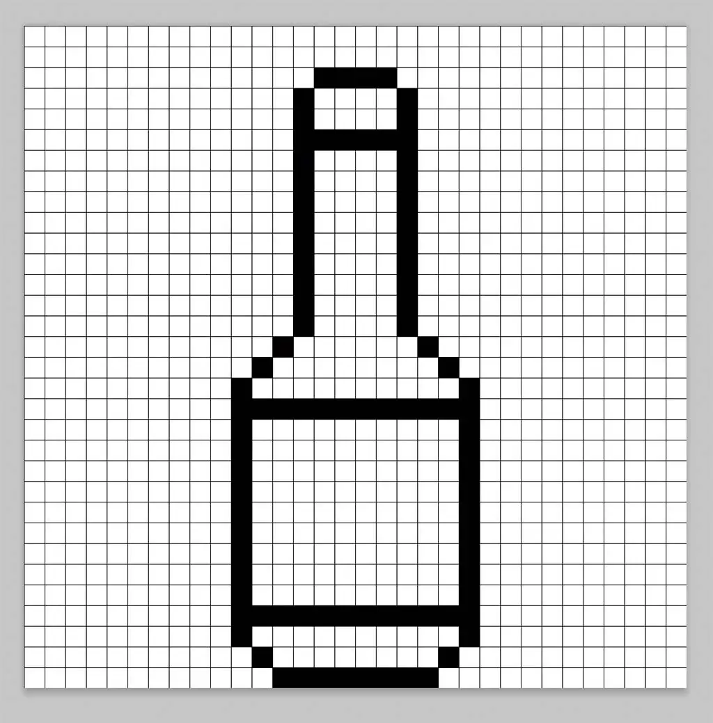An outline of the pixel art hot sauce grid similar to a spreadsheet