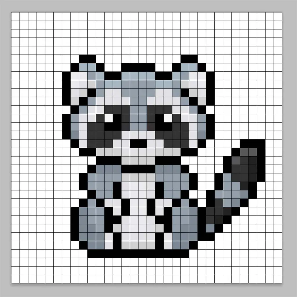 Adding highlights to the 8 bit pixel raccoon