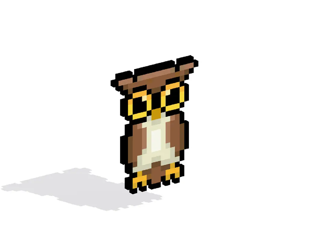 3D Pixel Art Owl