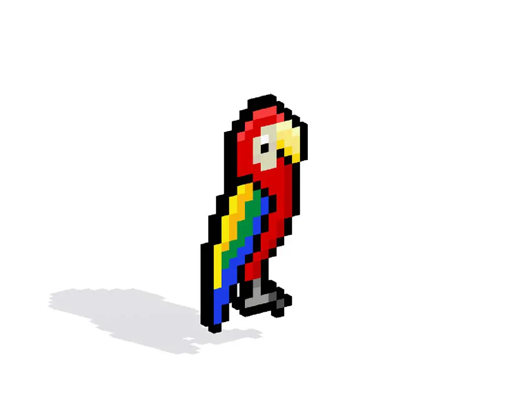 3D Pixel Art Parrot