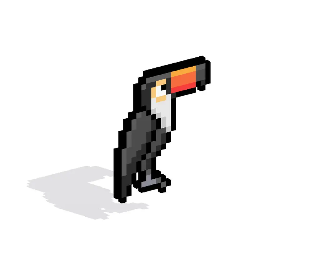 3D Pixel Art Toucan