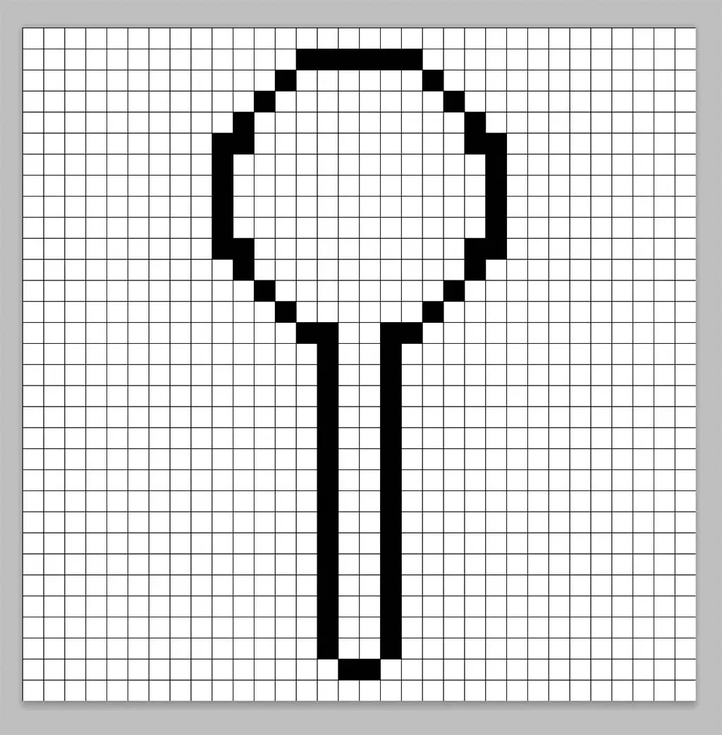 An outline of the pixel art lollipop grid similar to a spreadsheet