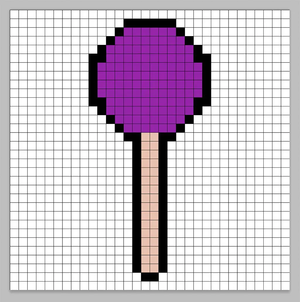 Simple pixel art lollipop with solid colors