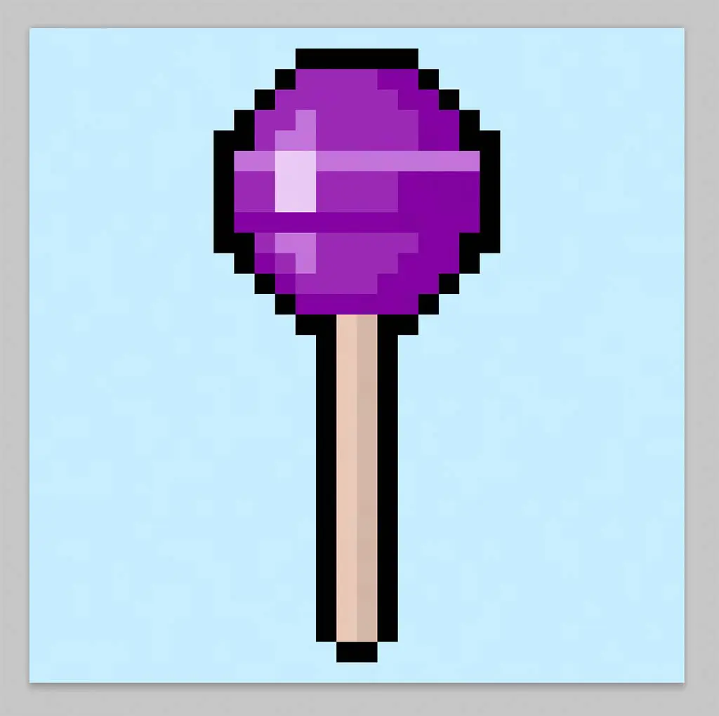 Cute Pixel Art lollipop on Blue Background
