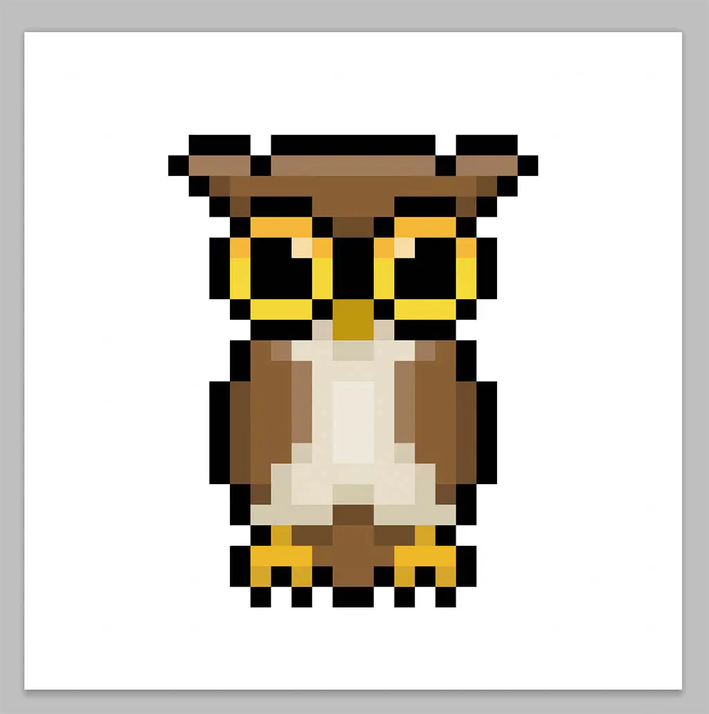 Kawaii pixel art owl on a transparent background