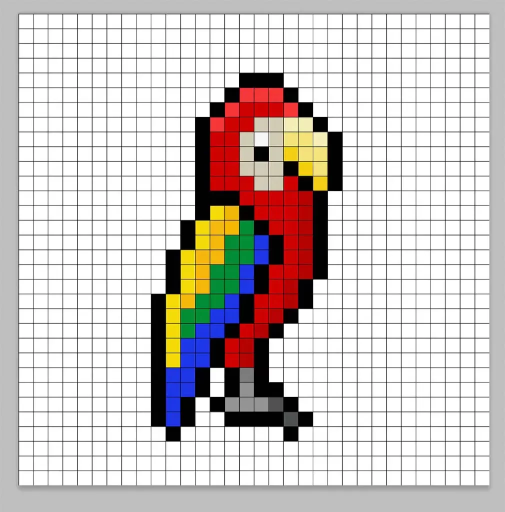 Adding highlights to the 8 bit pixel parrot