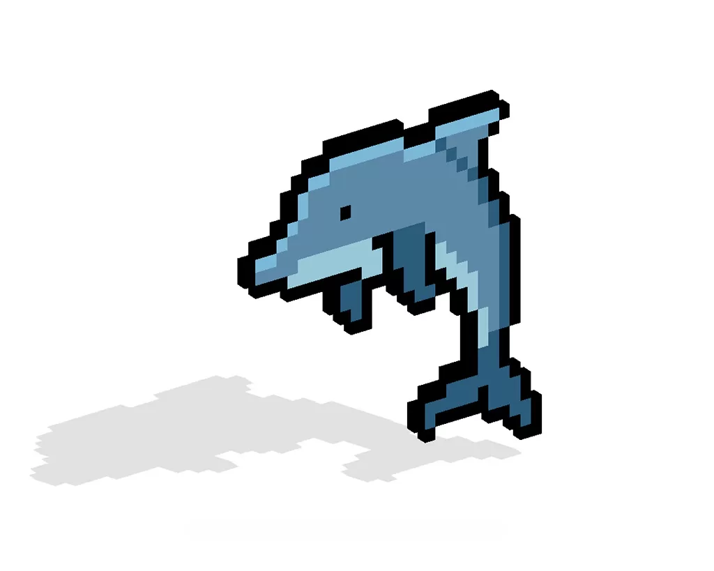 3D Pixel Art Dolphin