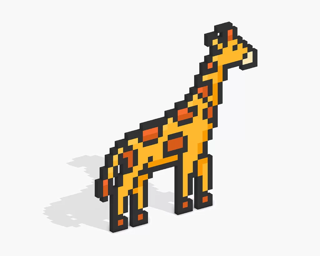 3D Pixel Art giraffe