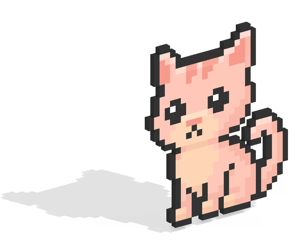 3D Pixel Art Kitten