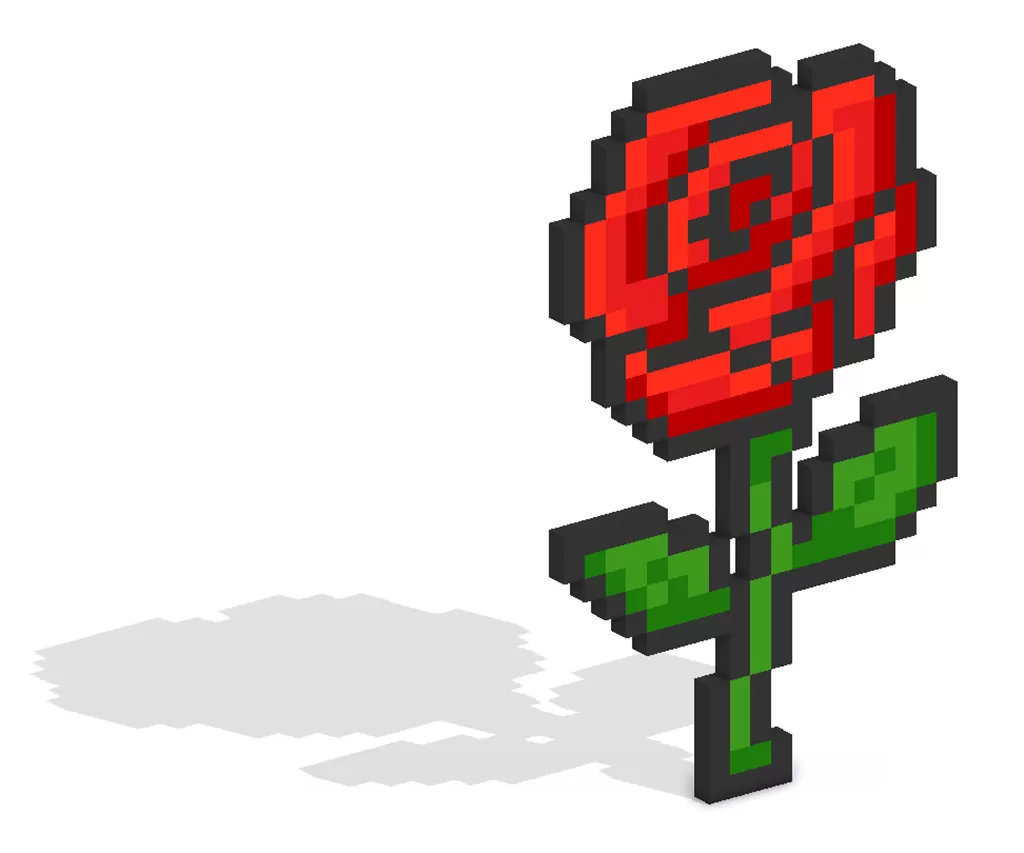 3D Pixel Art Rose