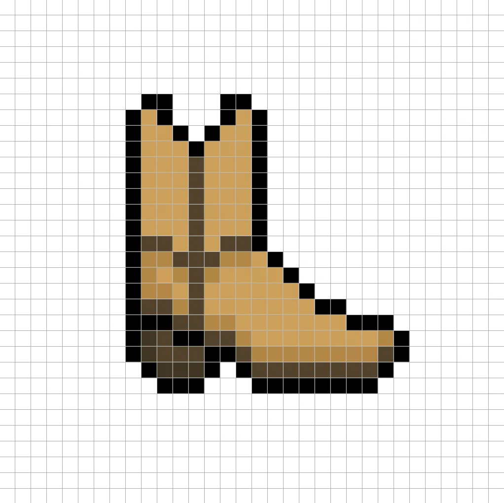 32x32 Pixel art boot with shadows to give depth to the boot