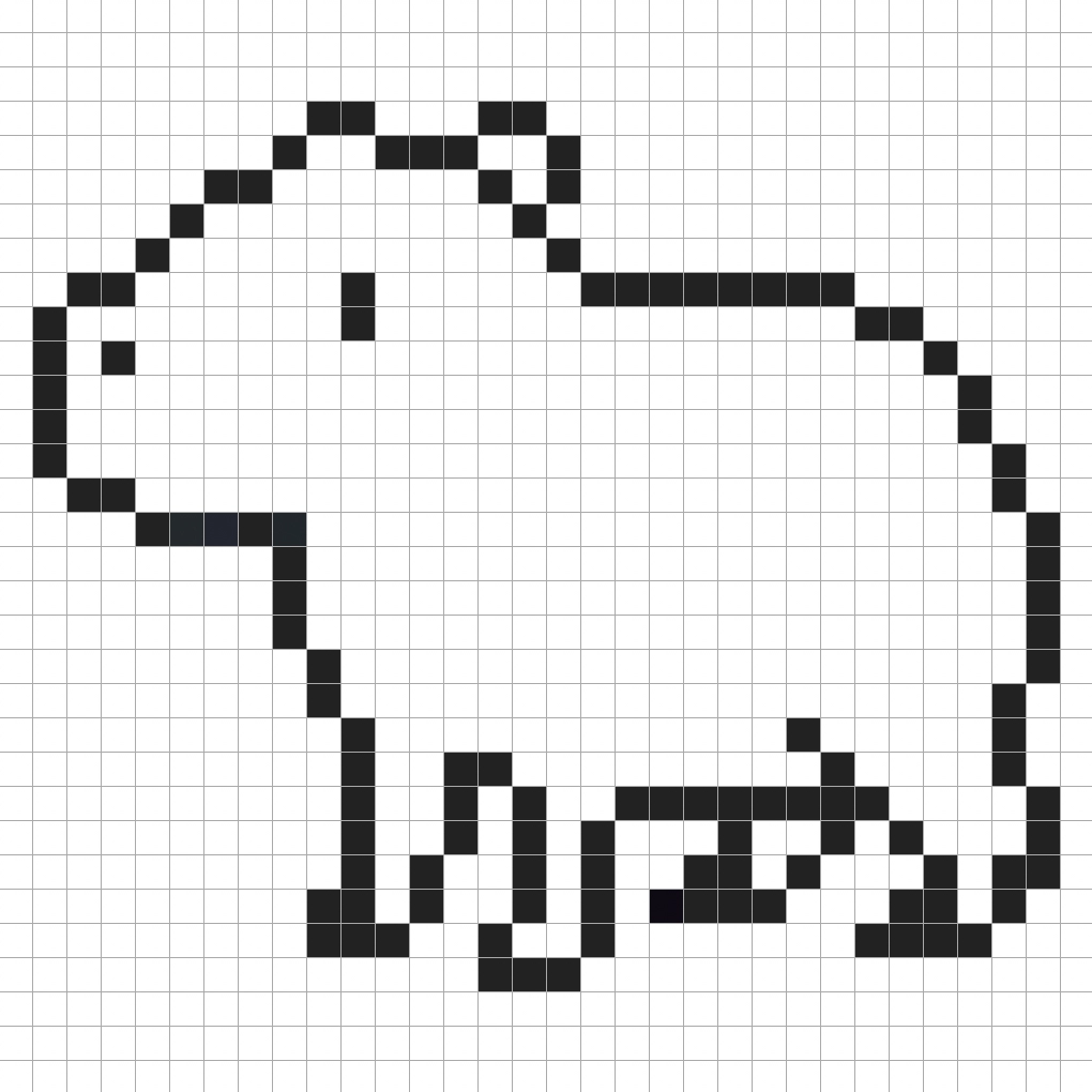 An outline of the pixel art capybara grid similar to a spreadsheet
