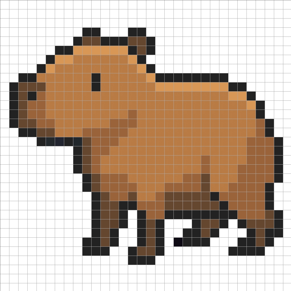 Adding highlights to the 8 bit pixel capybara