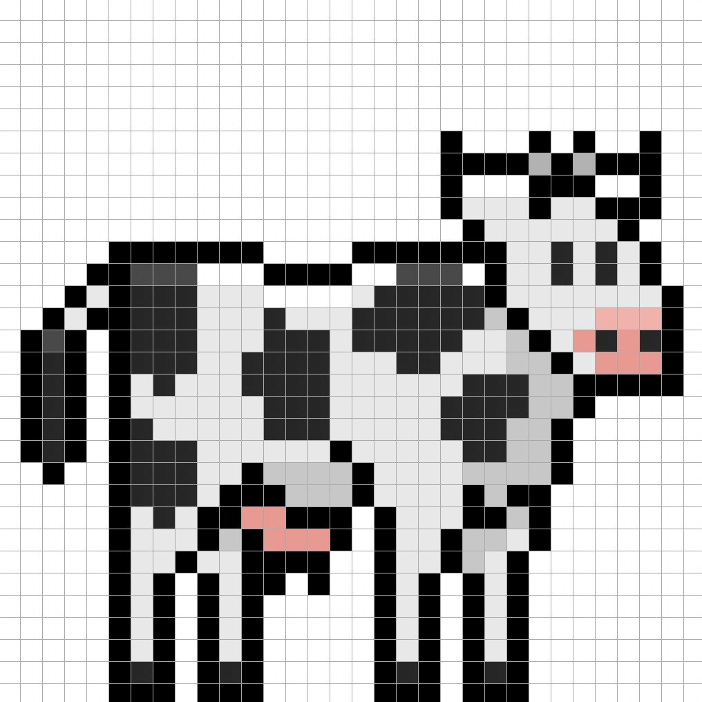 Adding highlights to the 8 bit pixel cow