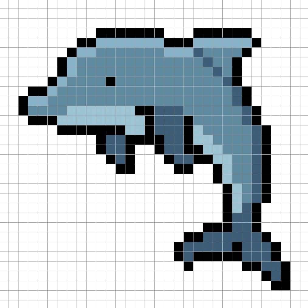 Adding highlights to the 8 bit pixel dolphin