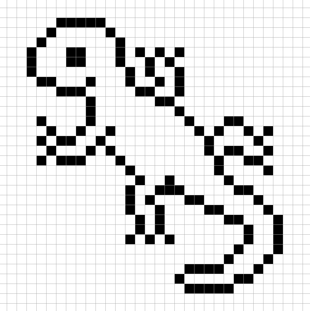 An outline of the pixel art lizard grid similar to a spreadsheet