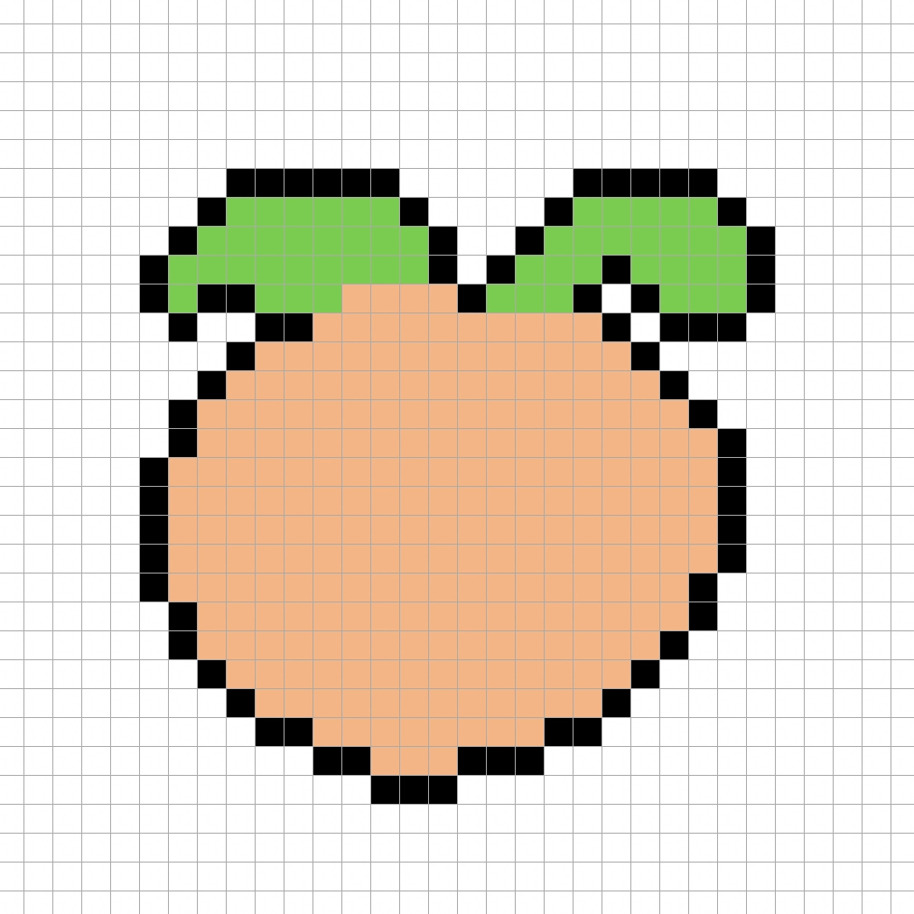 Simple pixel art peach with solid colors