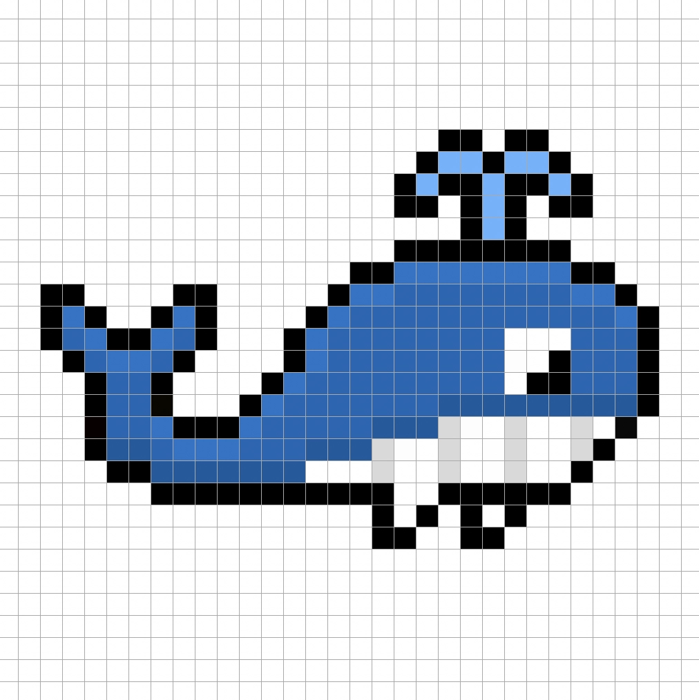 Adding highlights to the 8 bit pixel whale